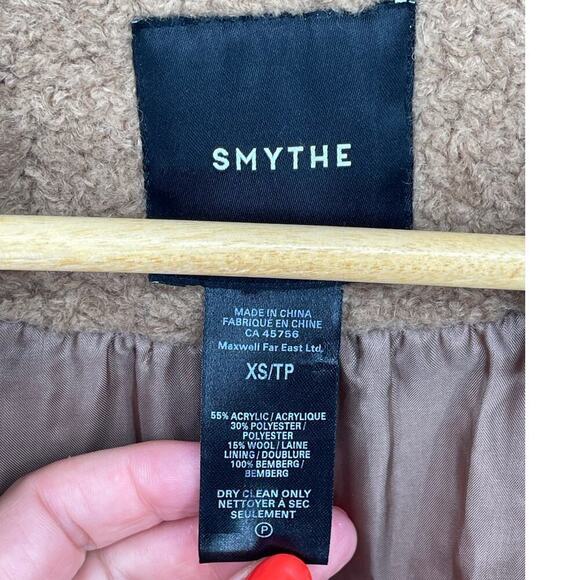 Smythe Camel Tan Faux Shearling Teddy Car Coat Jacket size Extra Small - Picture 9 of 10